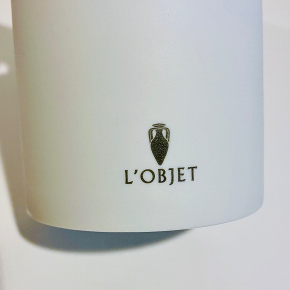 L'Objet Empty White Limoges Porcelain Candle Holder Jar Container with Brass Lid - Picture 8 of 11